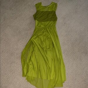 Sleeveless Lime Sage Green Mesh Backless Panel Dress